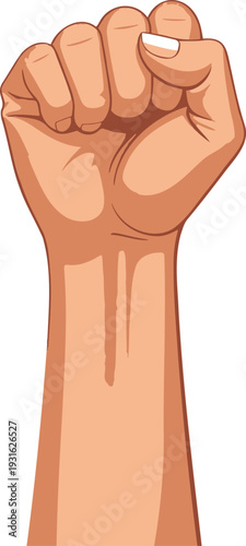 Empowering raised fist symbolizing strength and determination in a powerful gesture