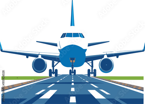 Airplane on runway ready for takeoff in sunny conditions