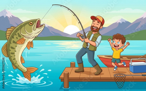 father and son fishing