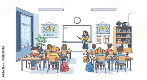 happy classroom, kids learning