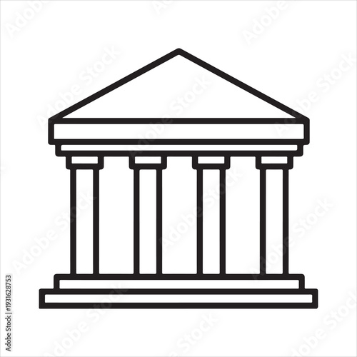 Bank Building Line Icon Financial Institution Vector, Bank, Bank Building, Court, Building Illustration