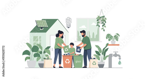 eco friendly family recycling at home