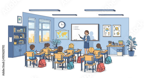 school classroom, kids learning