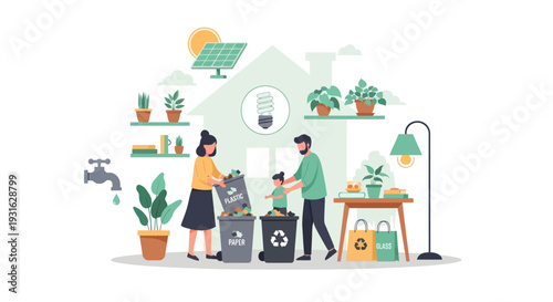eco friendly family recycling at home