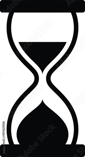 Minimal Black Hourglass Time Symbol Isolated on Transparent Background, Classic Sand Timer Icon for Deadline Countdown, Time Management, Waiting, Urgency and Vintage Measurement Concepts