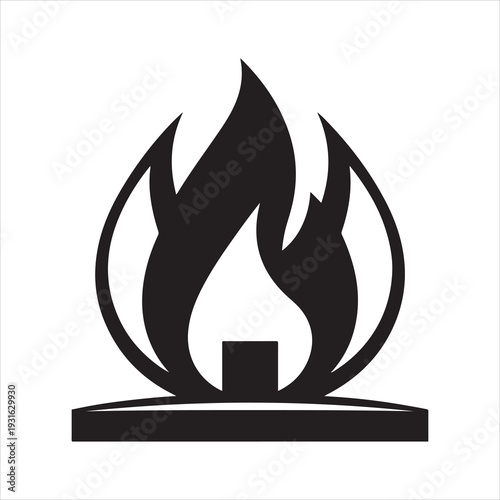 Black flame icon with white background. House Fire Flame Icon Home Insurance Concept Vector Art 