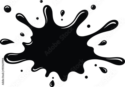 Black ink splash vector illustration abstract paint splatter blot liquid drop stain isolated grunge design