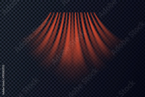 Air hot conditioner airflow wind effect. Red light beams mixed with heat flow. Abstract air movement concept. Vector illustration.