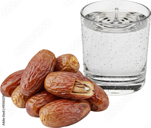 Iftar Set of Water and Pile of Dates