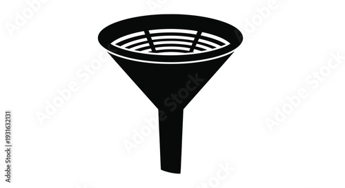 A black silhouette of a funnel a common laboratory or kitchen tool