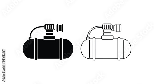 Black and white line art depictions of a propane tank