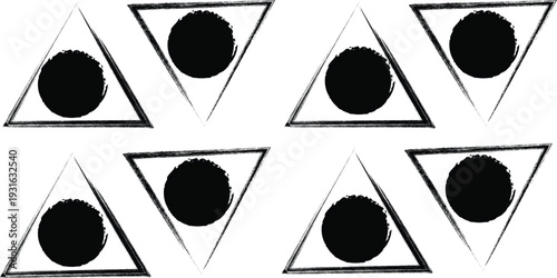 Six black oval shapes inside inverted triangles