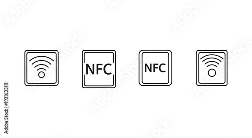 nfc and wireless payment icons symbolizing modern contactless technology for digital transactions and secure connectivity.
