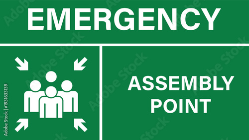 Emergency assembly point sign. Assembly point sign symbol vector illustration isolated on white background.	