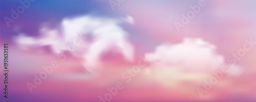 Beautiful dawn sky featuring gentle pink clouds and golden sunrise colors. Ideal backdrop for beach landscapes, ocean views, and tranquil evening atmosphere illustrations.