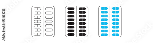 Pill blister pack icon design. healthcare, pharmaceutical, drugs, treatment, capsule, tablet, blister pack, Pill blister simple vector symbol icon simple vector.