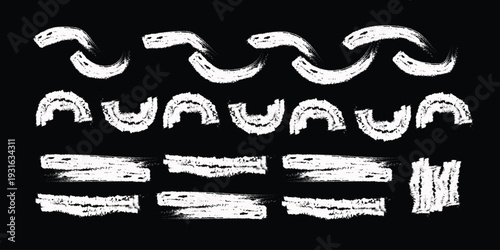 White abstract shapes on a black background