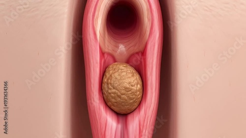 Medical Illustration: Kidney Stone in Ureter, Urinary Tract Blockage