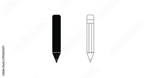 Simple illustration of a black marker and a graphite pencil side by side