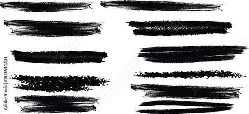 Collection of black brush strokes on white background