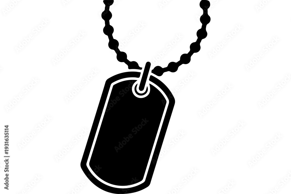 Fototapeta premium Black Dog Tag Necklace Vector Illustration