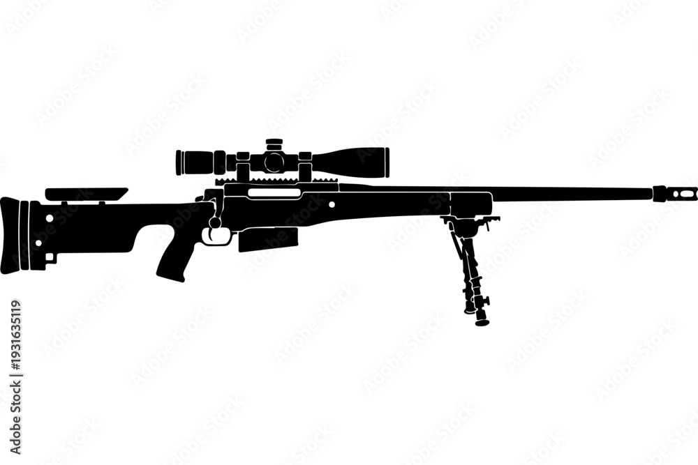 Naklejka premium Precision Bolt-Action Rifle with Scope