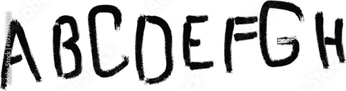 Black uppercase letters abcdefgh on white background