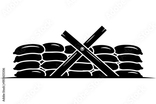 Crossed Axes on Stacked Logs Vector Illustration