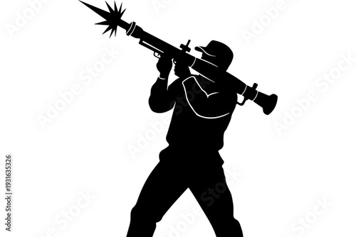 Silhouette of Soldier with Rocket Launcher