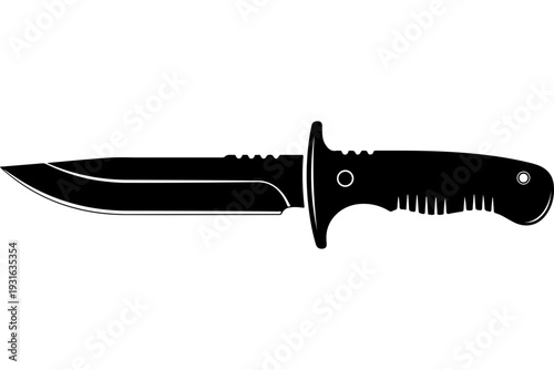 Black Fixed Blade Utility Knife Vector Illustration