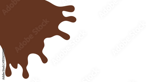 Melted chocolate or syrup drips isolated on a white background. Flowing liquid chocolate border element. A sweet brown syrup or sauce that melts and drips.