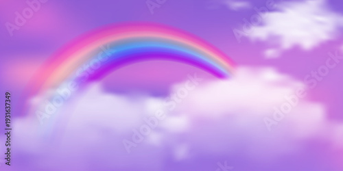 Cute pastel rainbow gradient sky with dreamy stars, unicorn magic, and soft pink-purple hues creating enchanting fantasy background for princess and fairy tale designs.