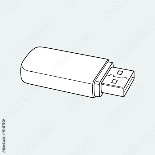 USB flash drive isolated on white background with digital storage device