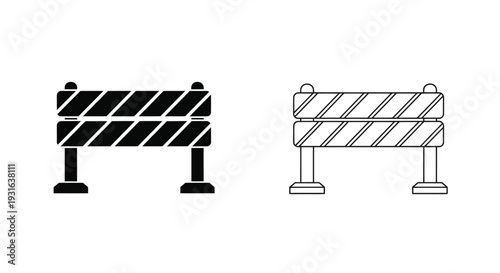 Two variations of a barricade icon one filled and one outlined