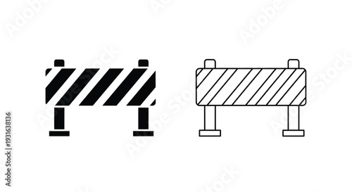 Two black and white barricade icons depicting construction or road blockage