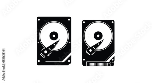 Two black hard disk drive icons displayed on a white background