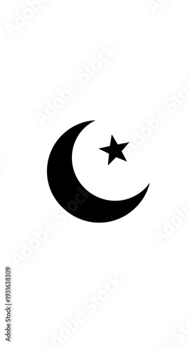 Crescent Moon and Star Symbol Icon 44.