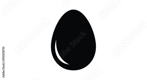 A simple isolated black egg shape against a white background