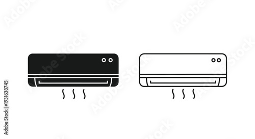 Two air conditioner unit icons in black fill and line art styles