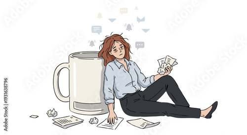 Work Stress Concept Employee Trapped Inside Calendar Deadline Pressure Vector Illustration