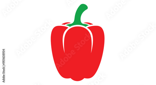 A vibrant red bell pepper illustration with a green stem
