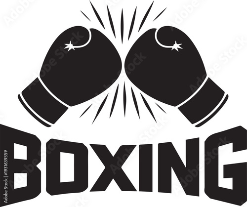 Boxing Gloves Logo Vector Powerful Sports Fighting Silhouette Design
