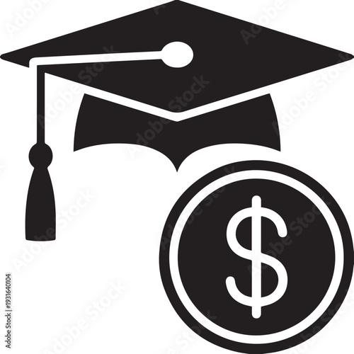 Graduation cap with money symbol representing the cost of education Vector