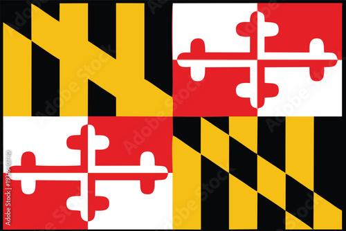 Foto Maryland State Flag Illustration – Official Red White Black and Gold Banner Desi