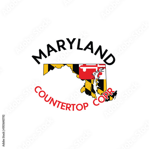 Maryland Countertop Corp Logo Design with Maryland State Map Illustration