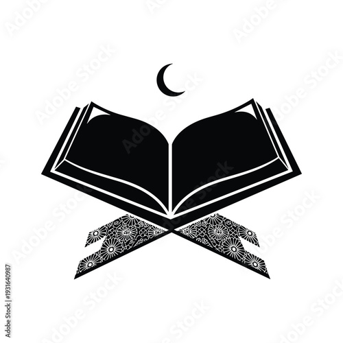 Quran Moon Religious Book Stand Commercial Icon