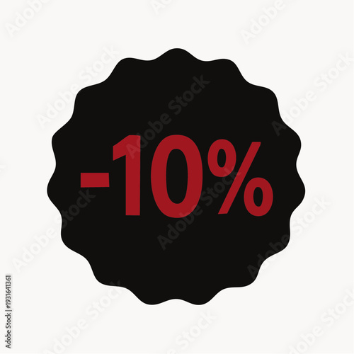 Black discount badge with 10 percent off in red