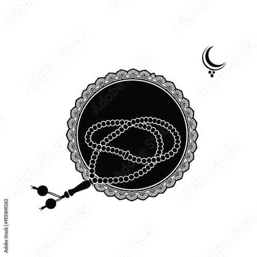 Islamic Prayer Beads Crescent Moon Spiritual Concept Commercial Art