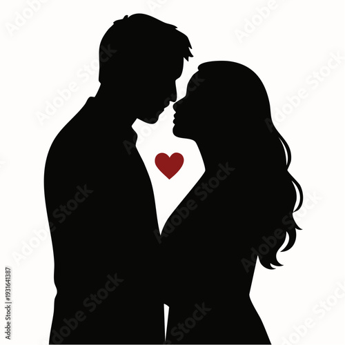 Romantic couple sharing tender moment with heart