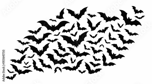 Flying Bats Black Silhouettes Halloween Decoration Vector